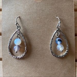Handmade Chalcedony Agate Teardrop Earrings